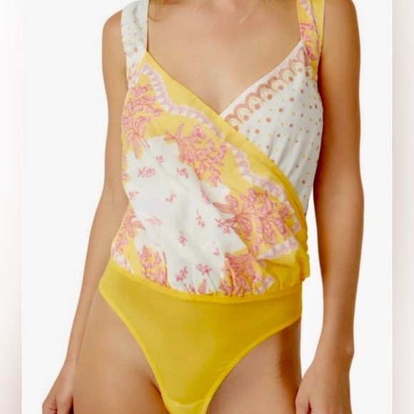 *Free People Intimately Sweet Thing Marigold Combo Bodysuit Size SM NEW - Picture 2 of 7